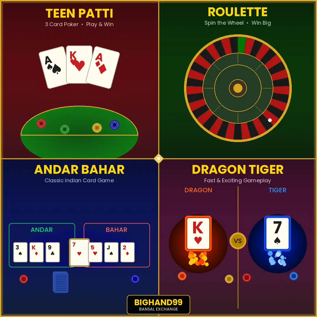 Casino Games on Bighand99 – Teen Patti, Roulette, Live Casino